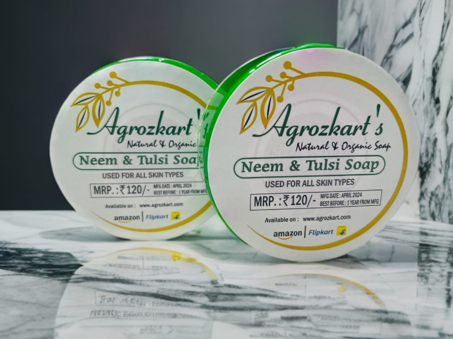 Premium Agrozkart Natural Handmade Organic Tulsi Soap (Pack of 2)