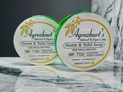 Premium Agrozkart Natural Handmade Organic Neem Soap (Pack of 2)